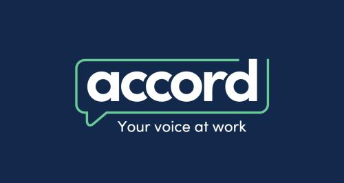 Accord - your voice at work - on a blue background