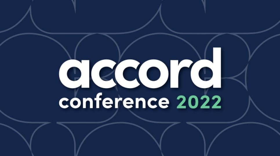 Accord conference 2022 on a blue bubble background