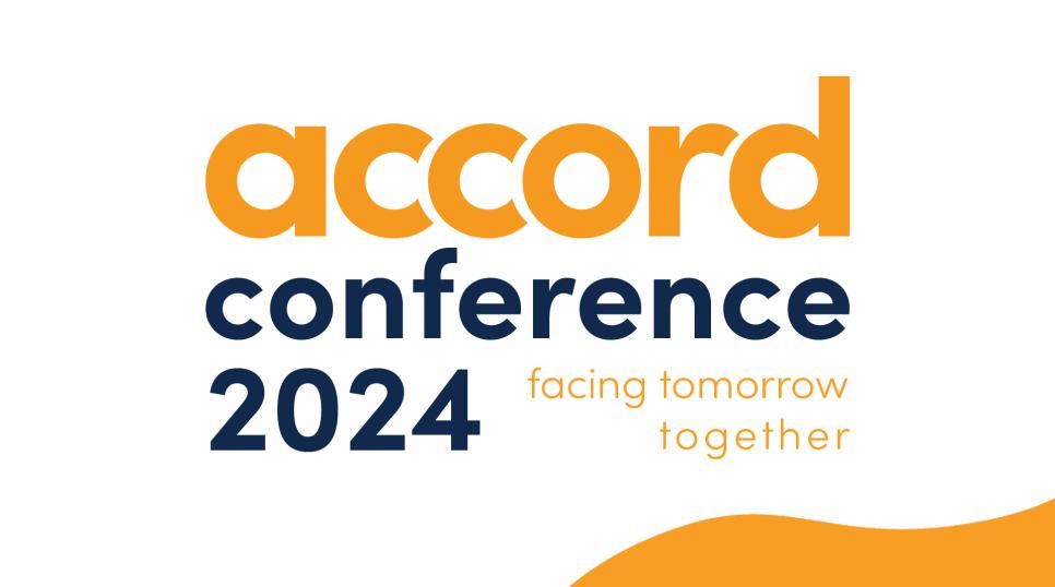 Accord conference 2024 logo on blue background with bubble outlines repeating