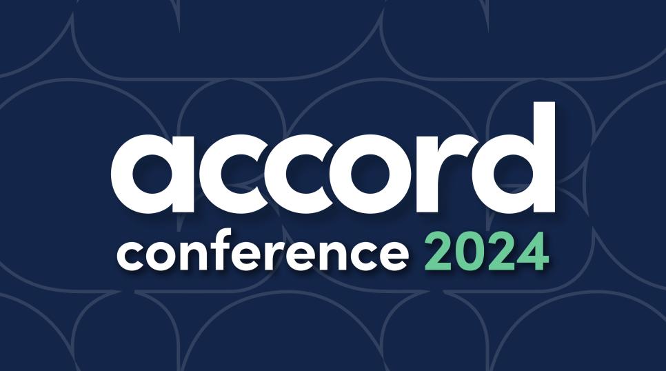 Accord conference 2024 on blue background with repeating bubble design