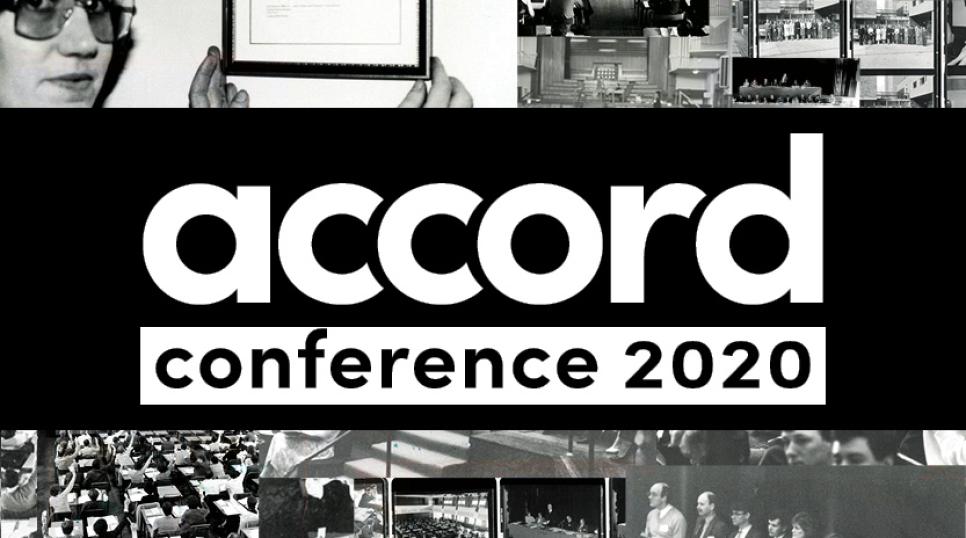 Accord conference 2020 logo - collage of old photos from the archive 