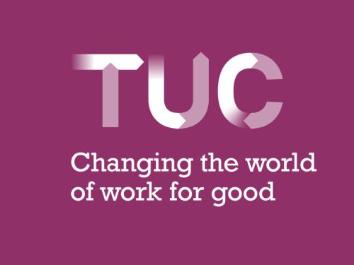 TUC logo on plum background
