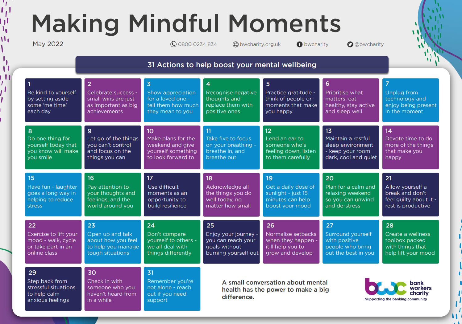 BWC making mindful moments calendar 2022